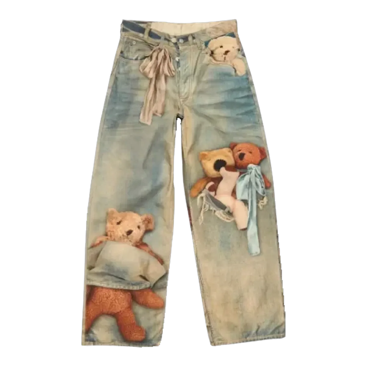 Acne Studios Teddy Bear Print Jeans