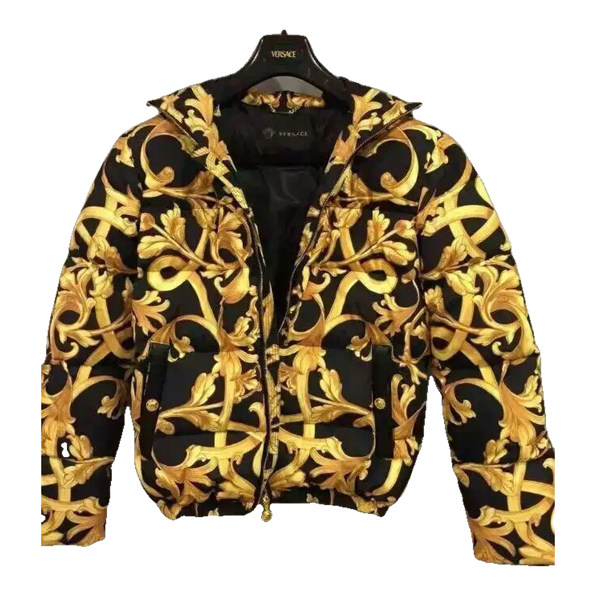 Versace Baroque Puffer Jacket Gold