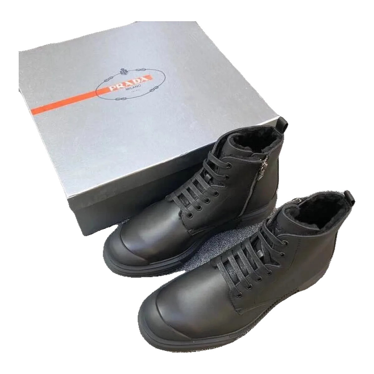 Prada Lace-Up Boots Black