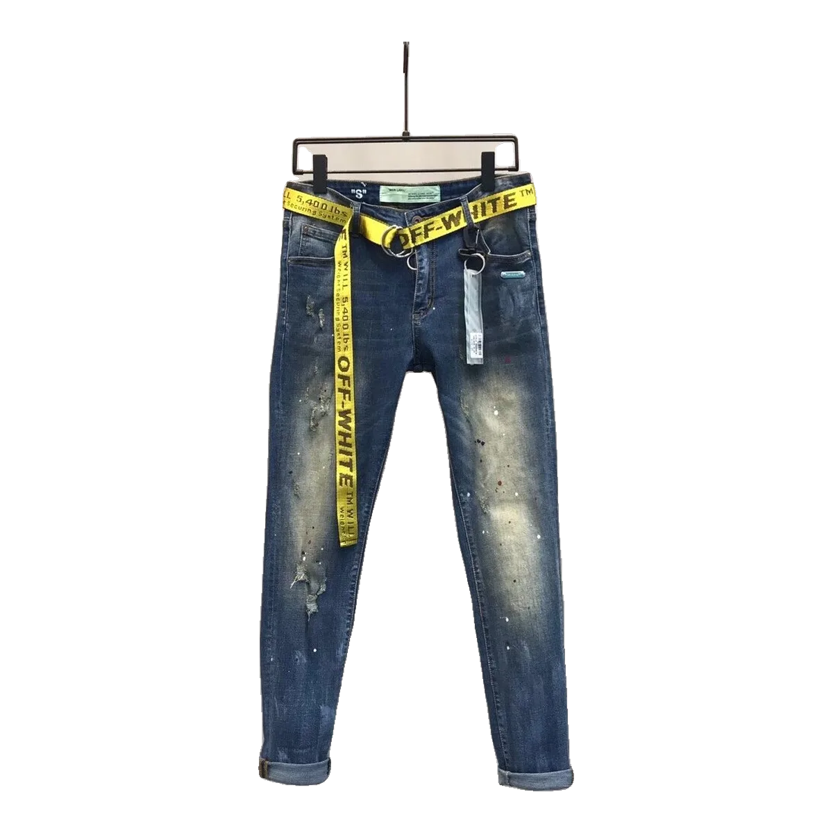 Off-White Distressed Jeans White