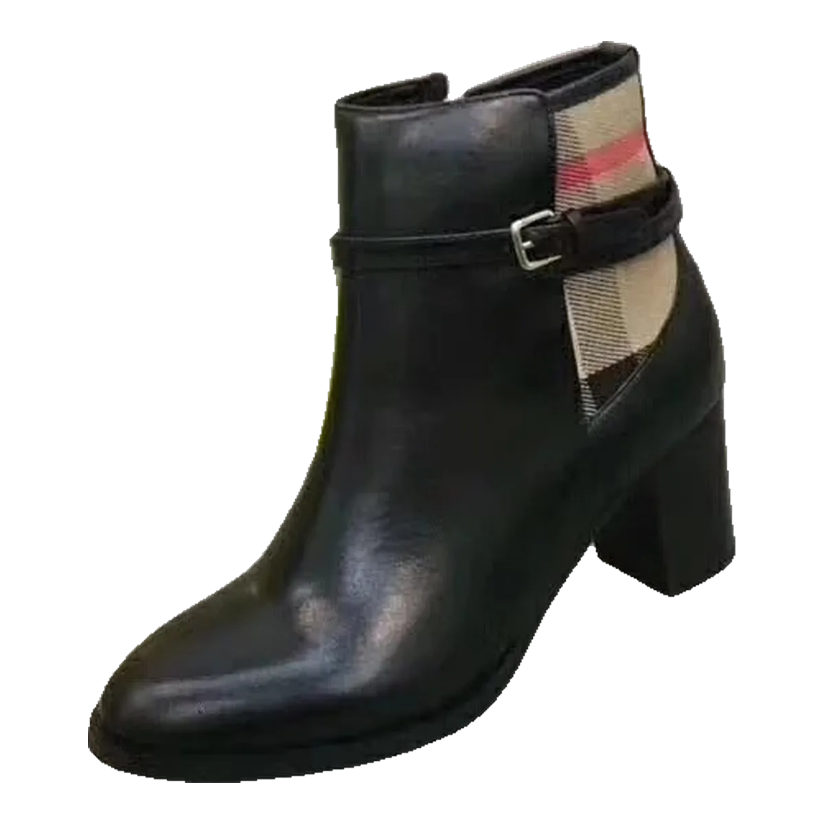 Burberry Black Check Strap Ankle Boots
