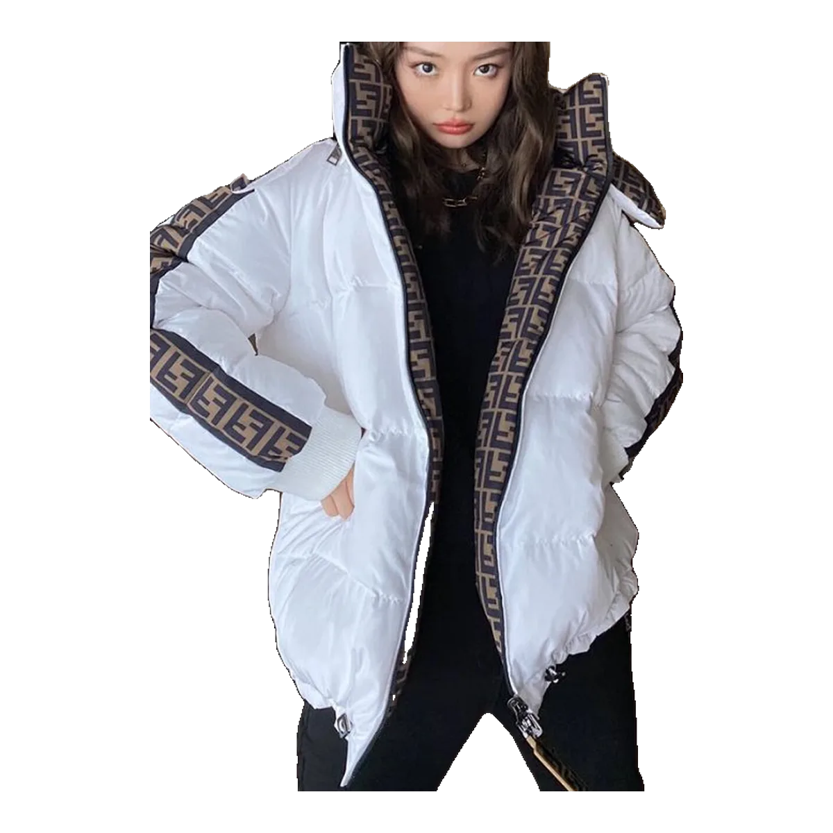 Fendi White FF Puffer Jacket