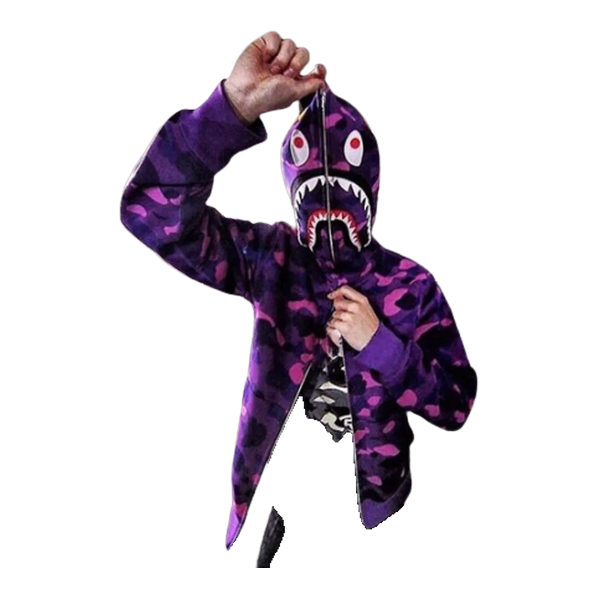 Bape Purple Camo Shark Hoodie
