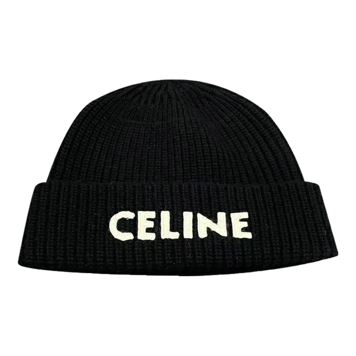 Celine Black Logo Beanie