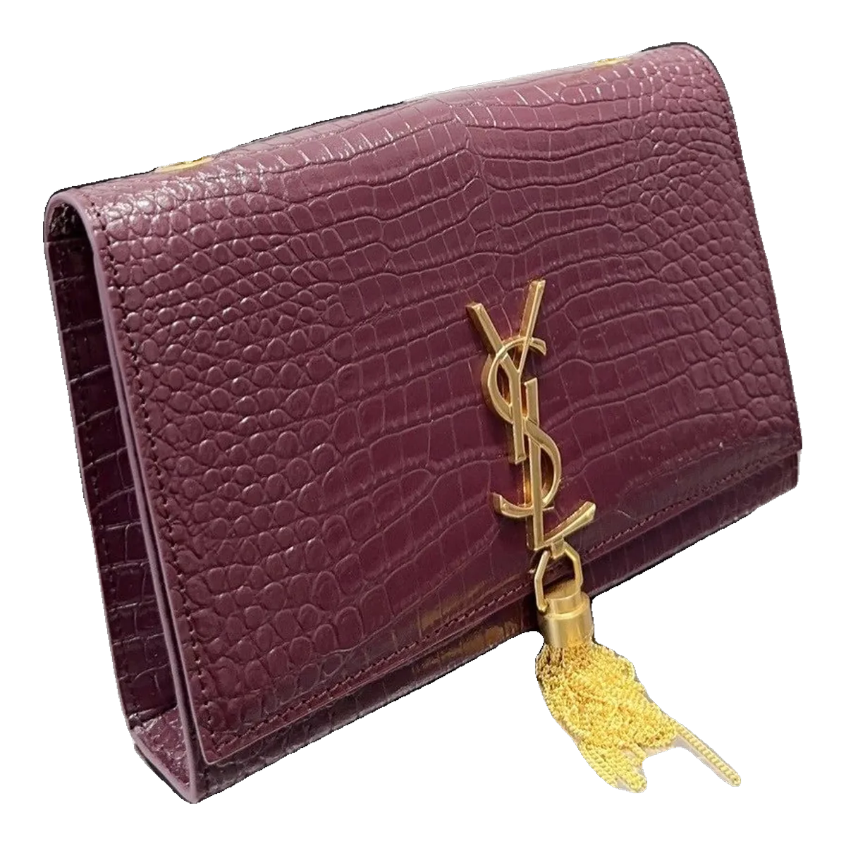 Saint Laurent Burgundy Croc Wallet