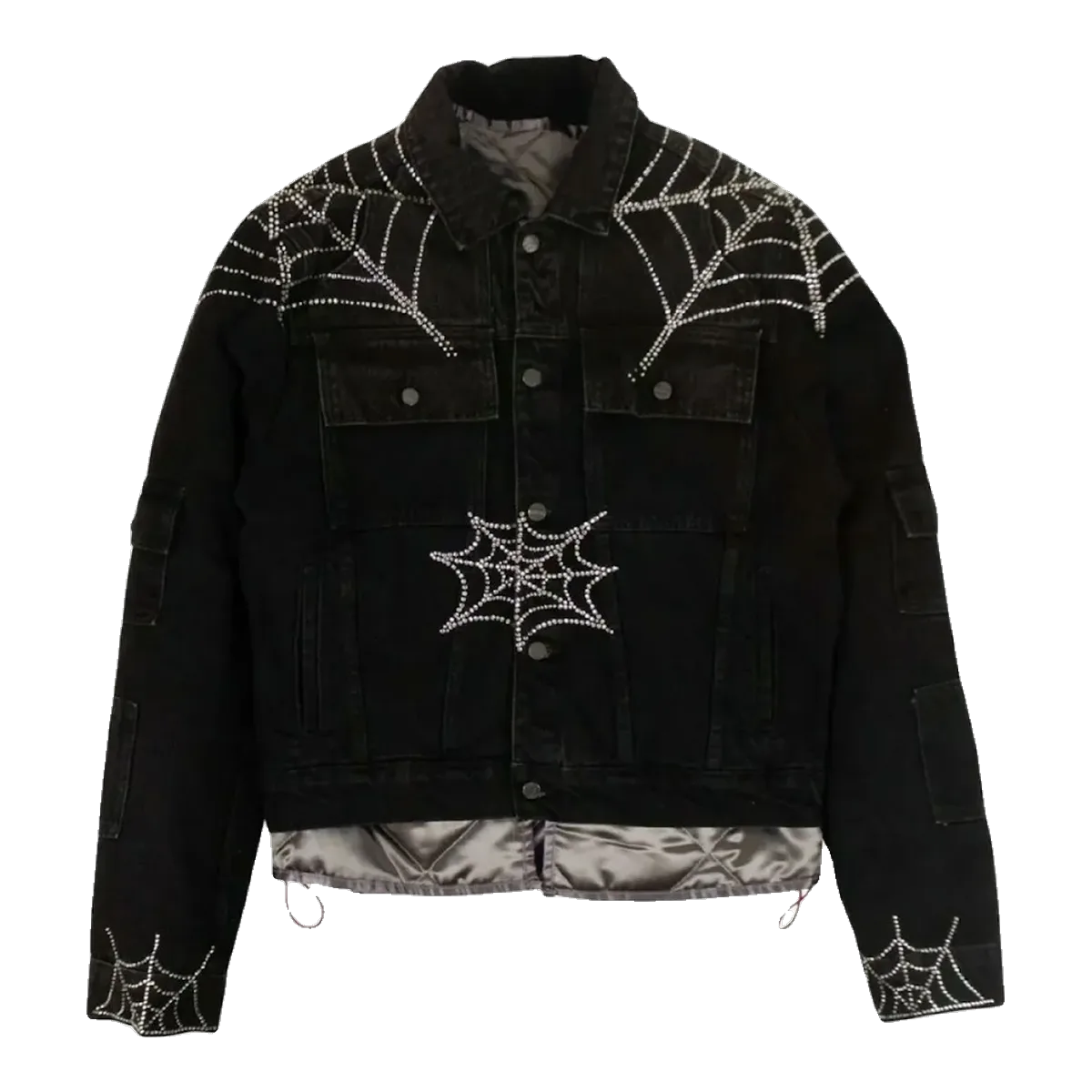 Sp5der Spiderweb Black Denim Jacket