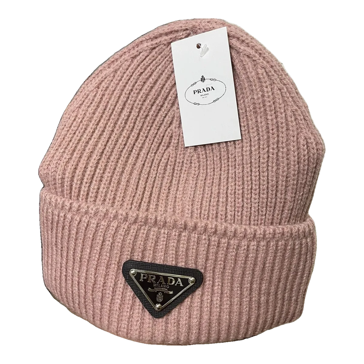 Prada Pink Ribbed Beanie