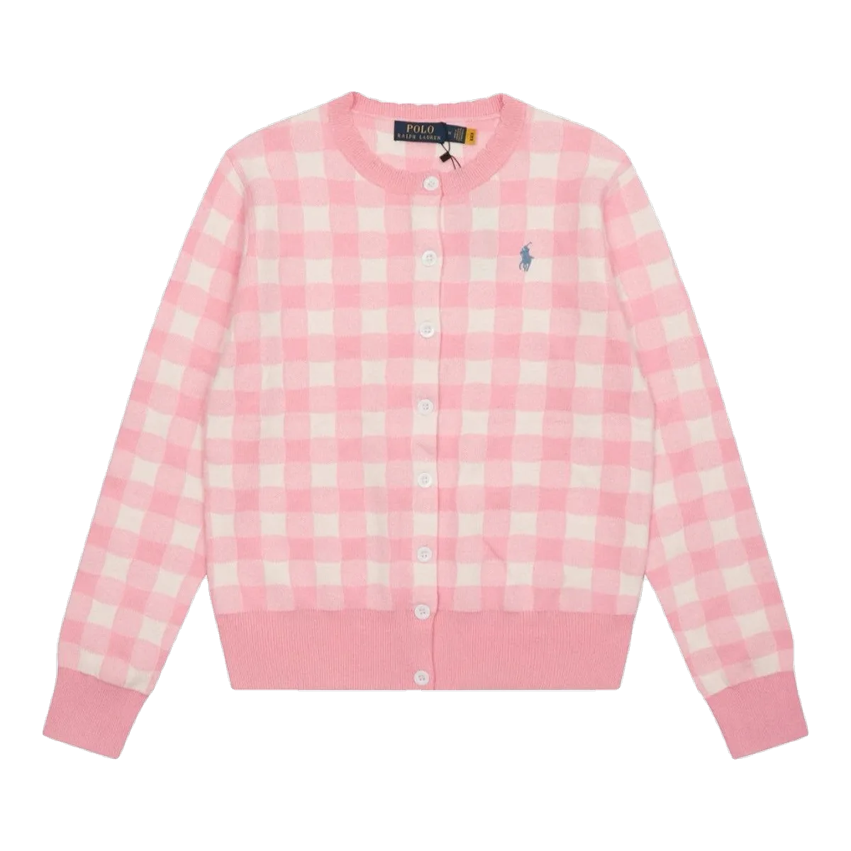 Ralph Lauren Gingham Cardigan Pink