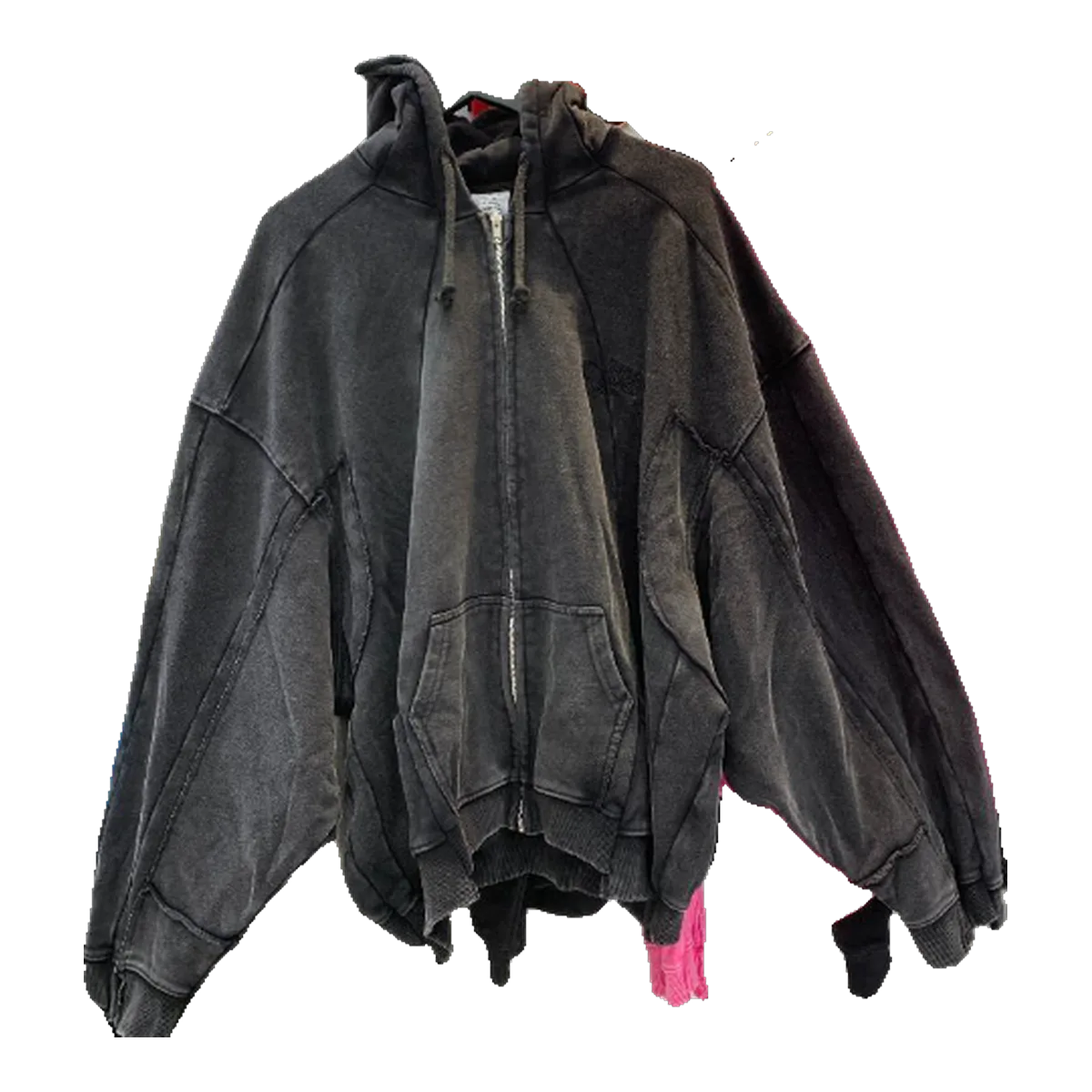Vetements Distressed Zip Hoodie Brown