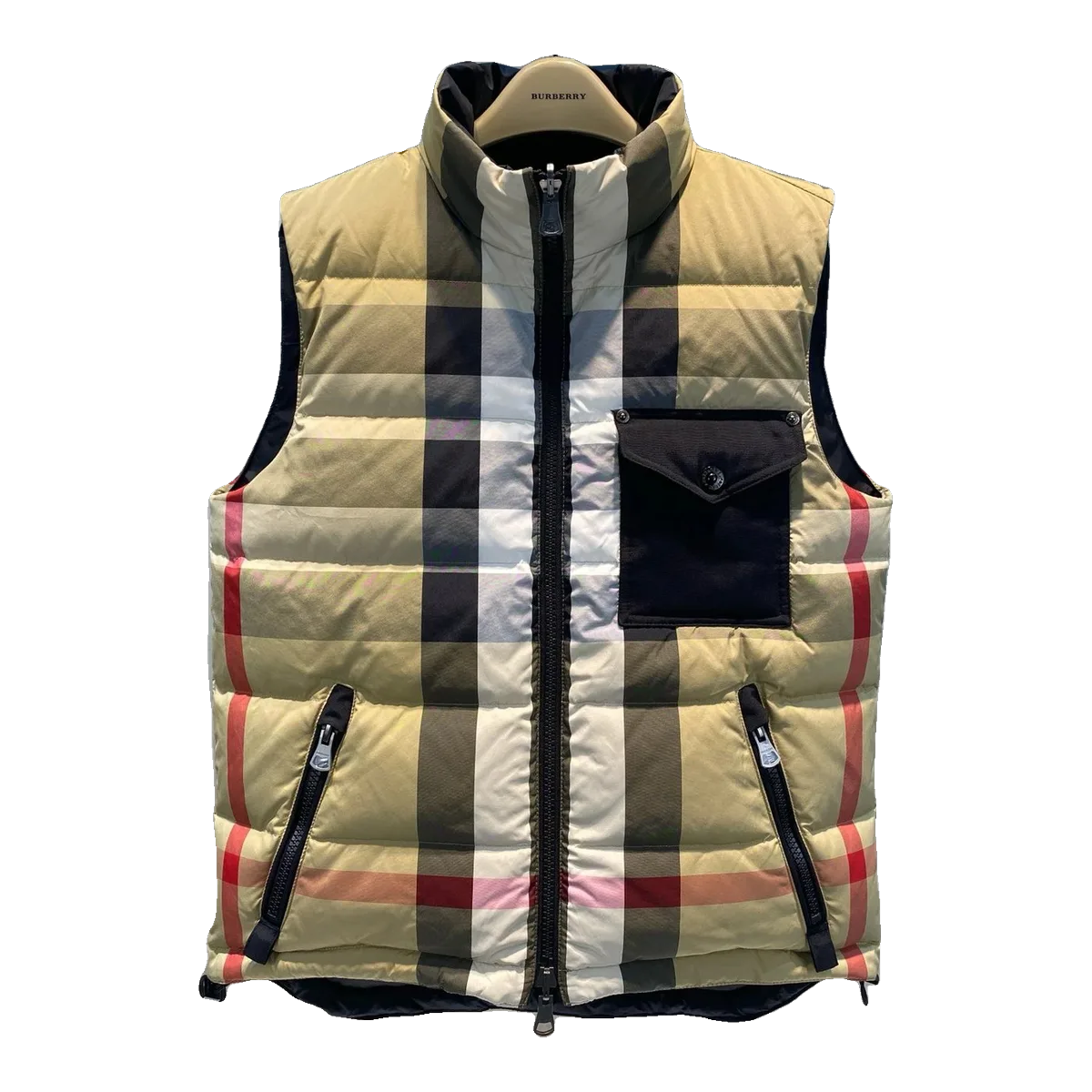 Burberry Check Puffer Vest Beige