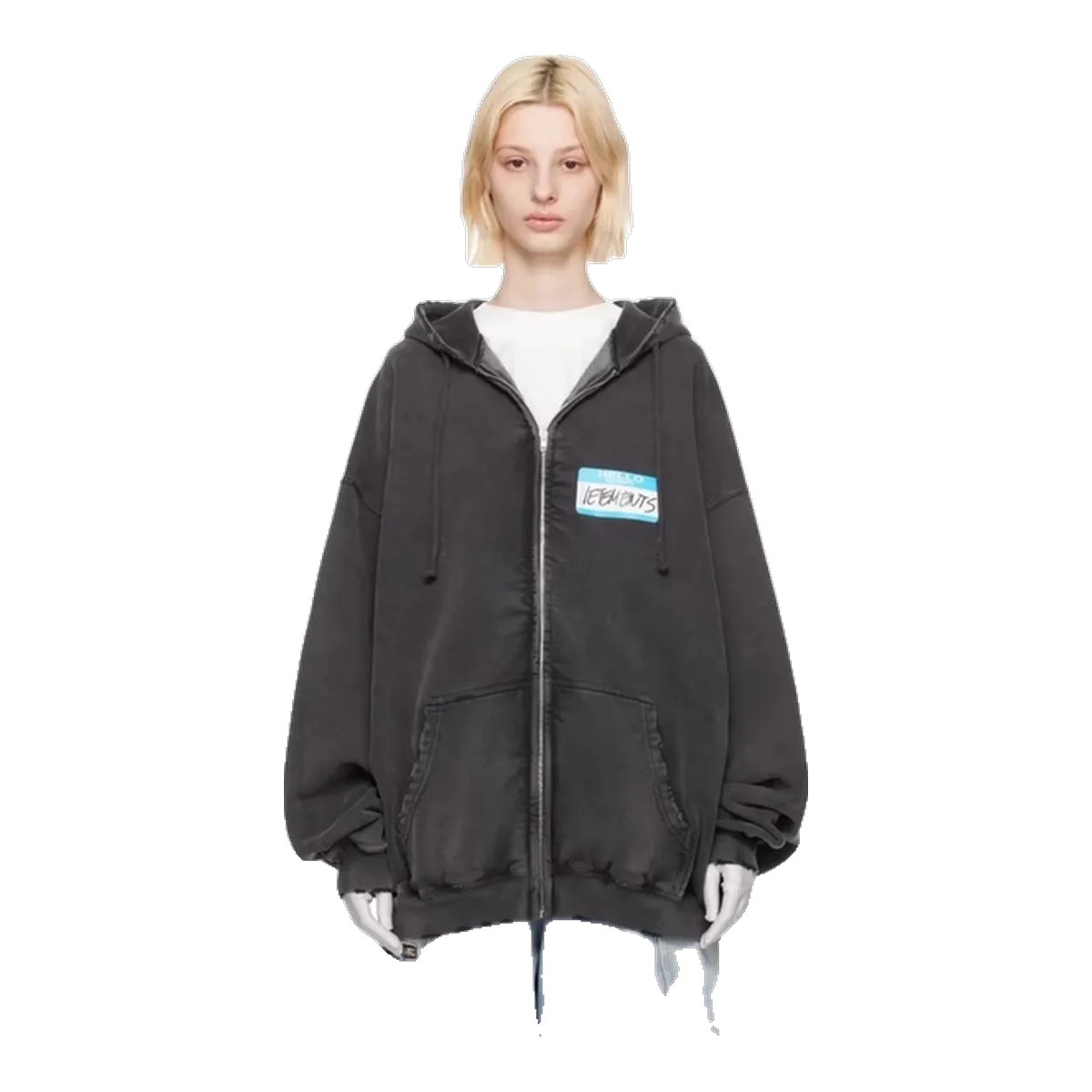 Vetements Hello My Name Is Washed Zip Hoodie