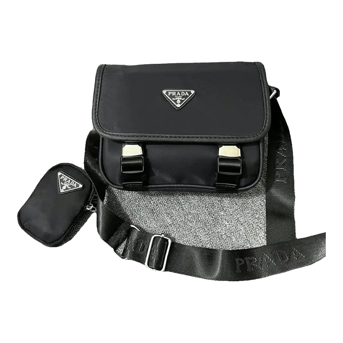 Prada Black Nylon Messenger Bag