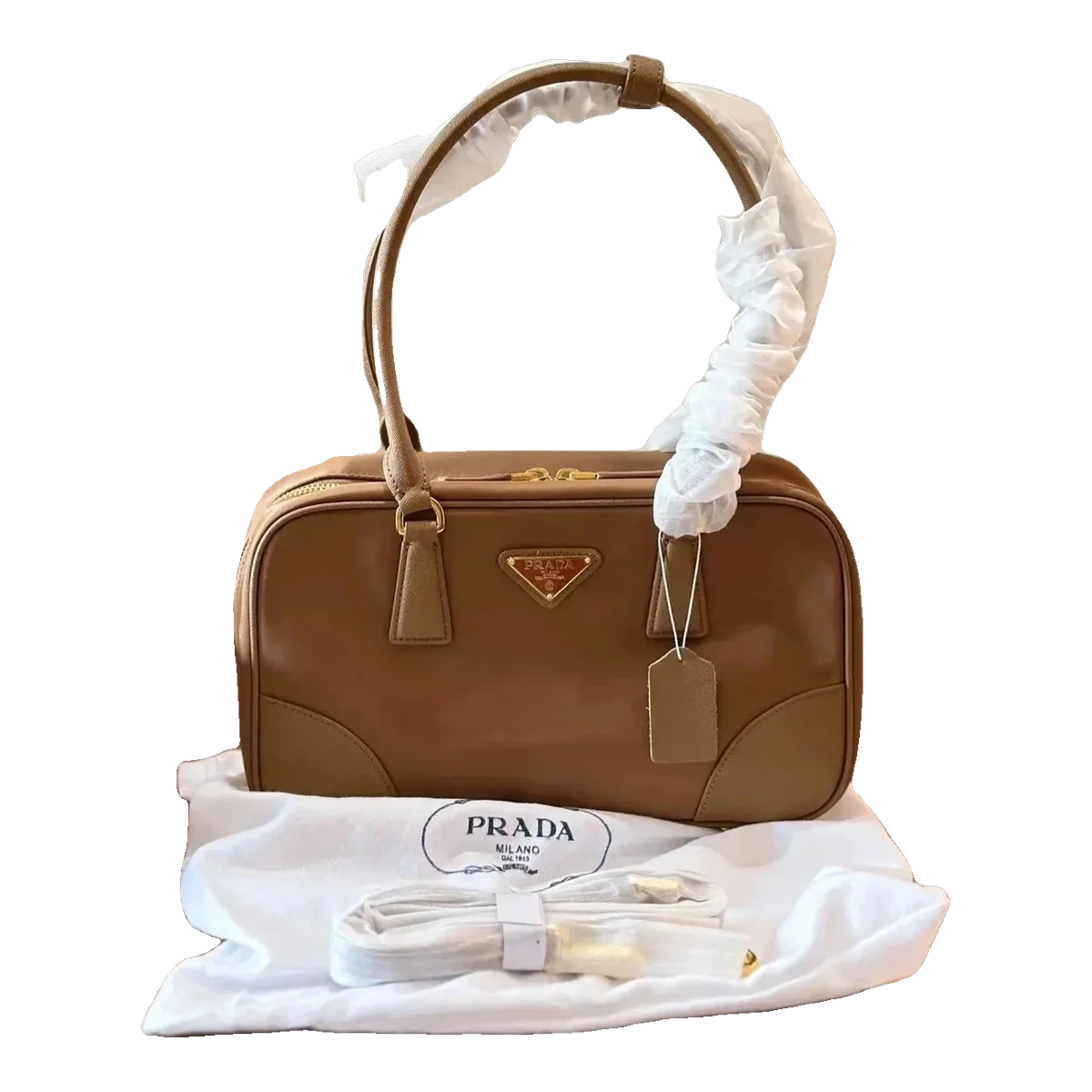 Prada Leather Shoulder Bag Tan