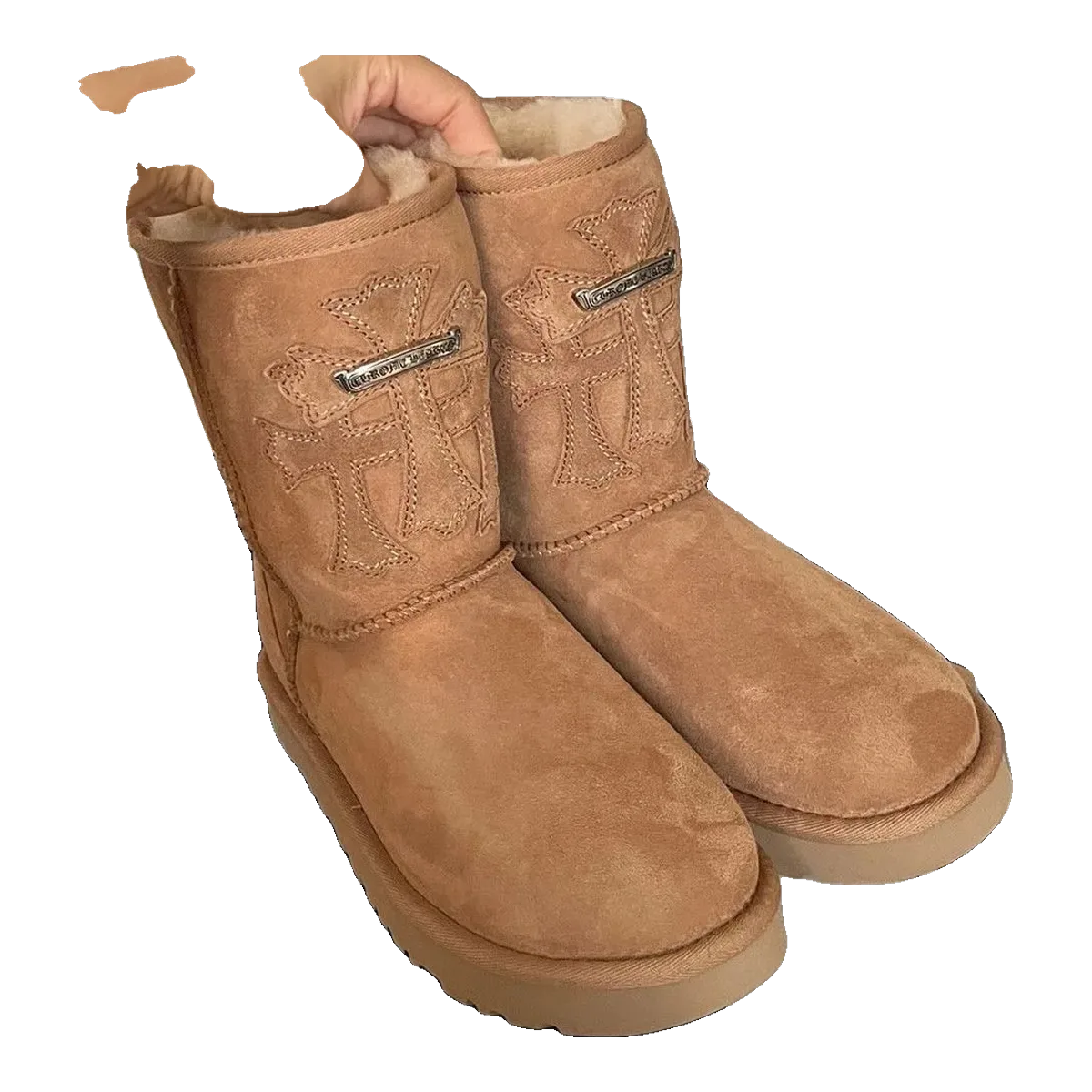 Chrome Hearts Suede Boots Tan