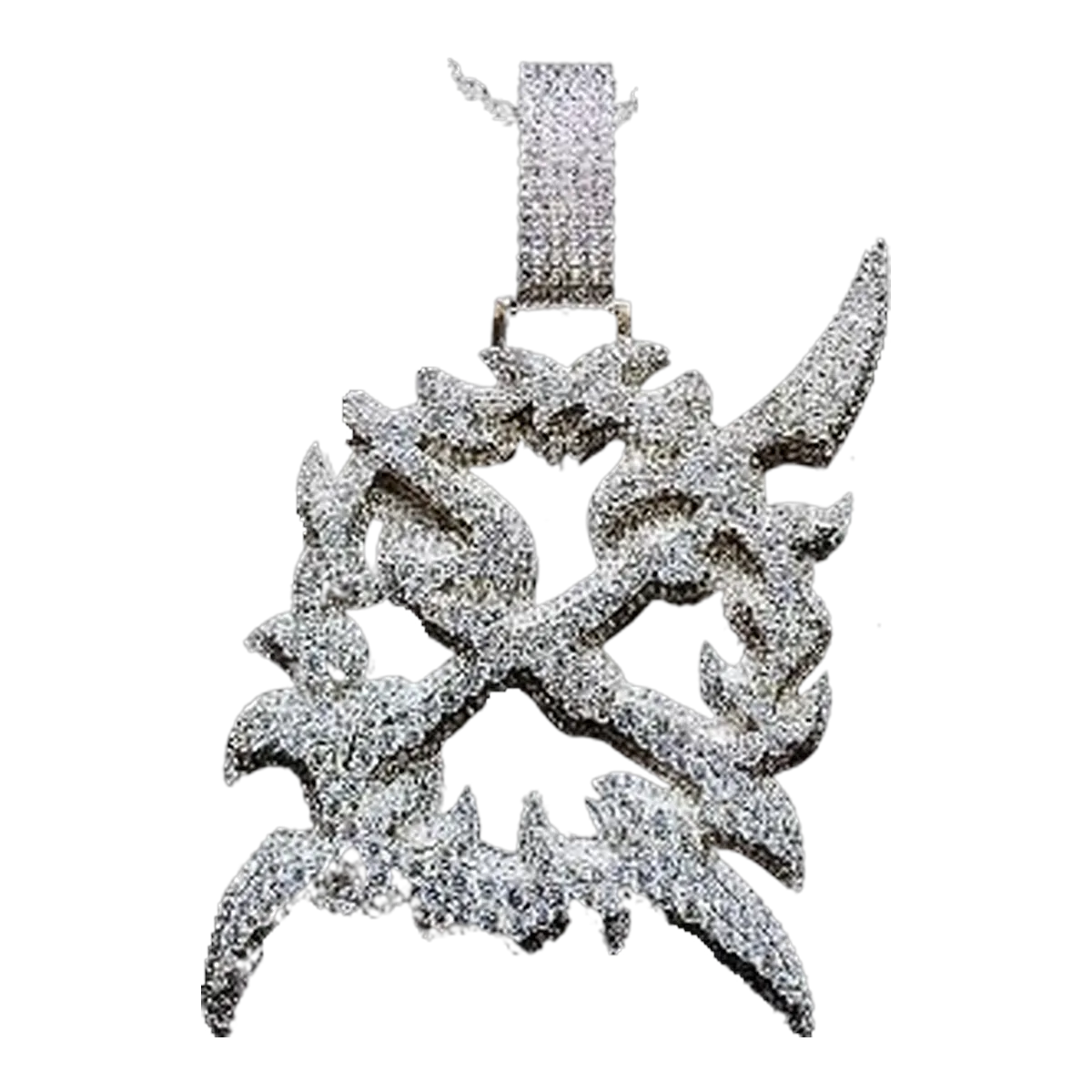 Ken Carson Silver Diamond Pendant Necklace
