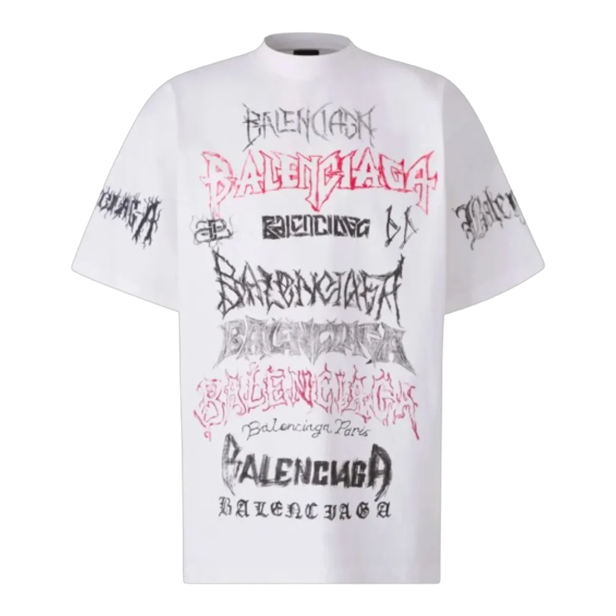 Balenciaga White Allover Logo Tee