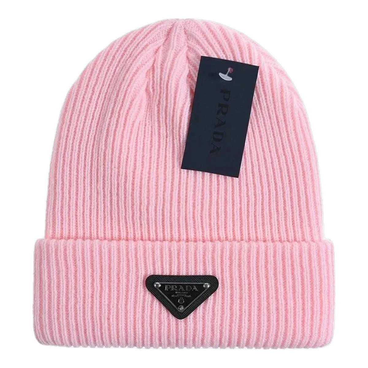 Prada Pink Triangle Beanie