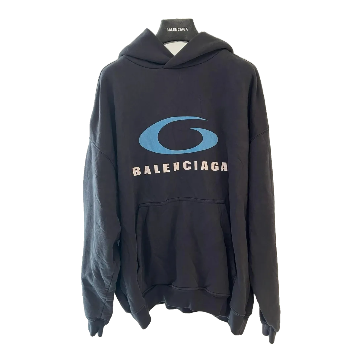 Balenciaga Navy Logo Hoodie