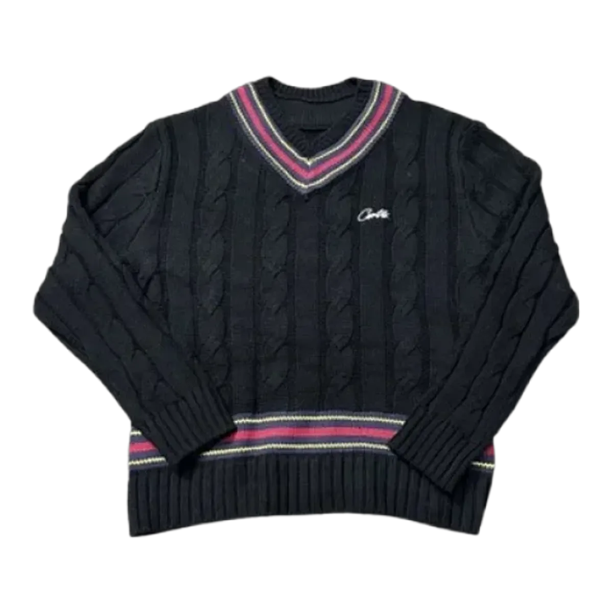 Corteiz Cable Knit Sweater Navy