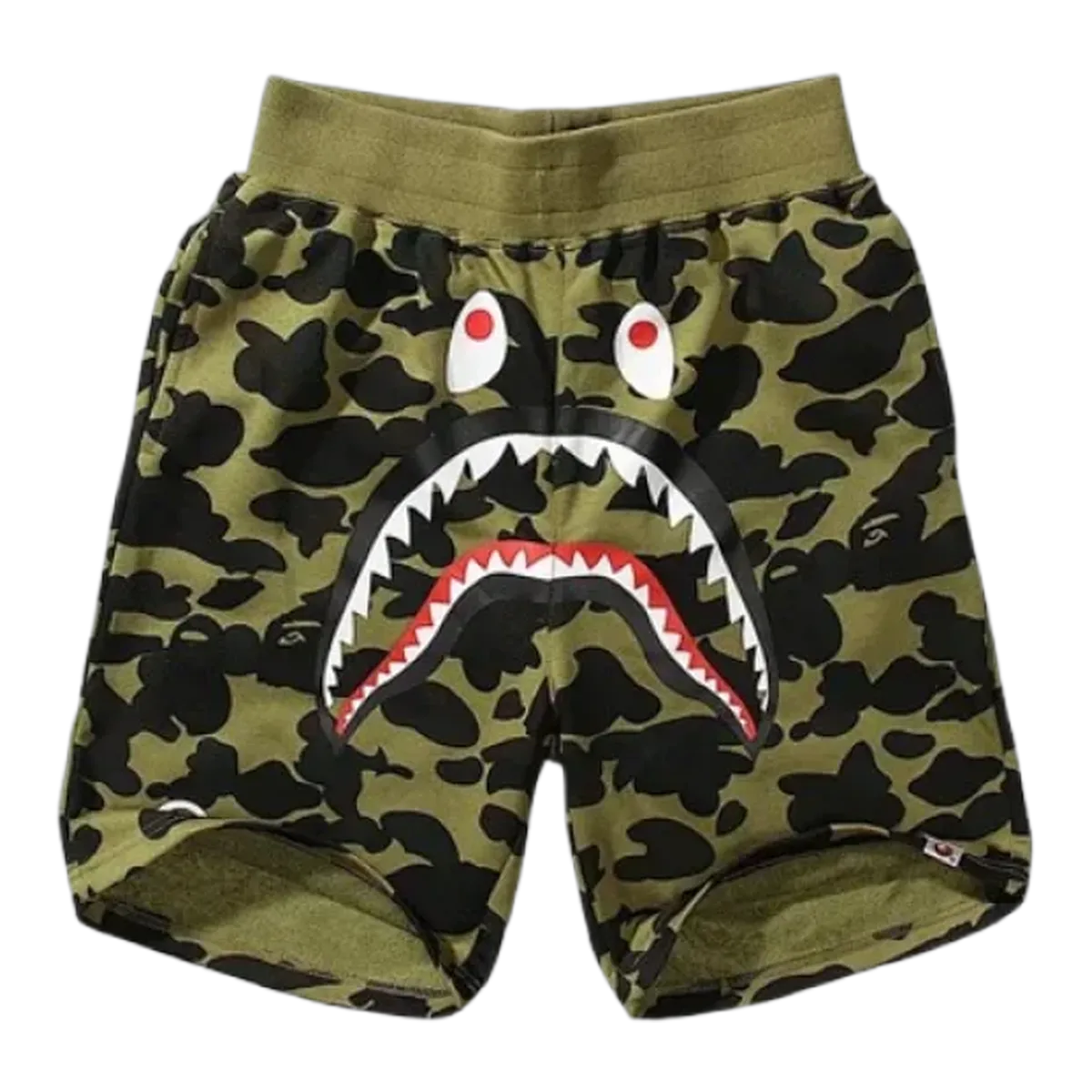 BAPE Green Camo Shark Shorts