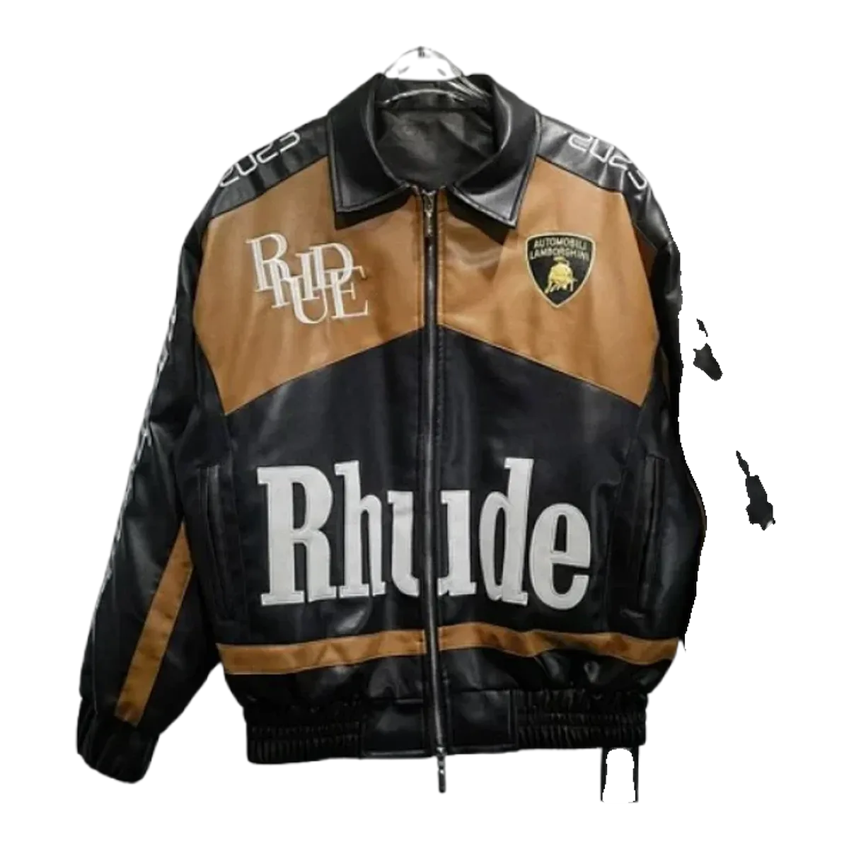 Rhude Leather Racing Jacket Brown