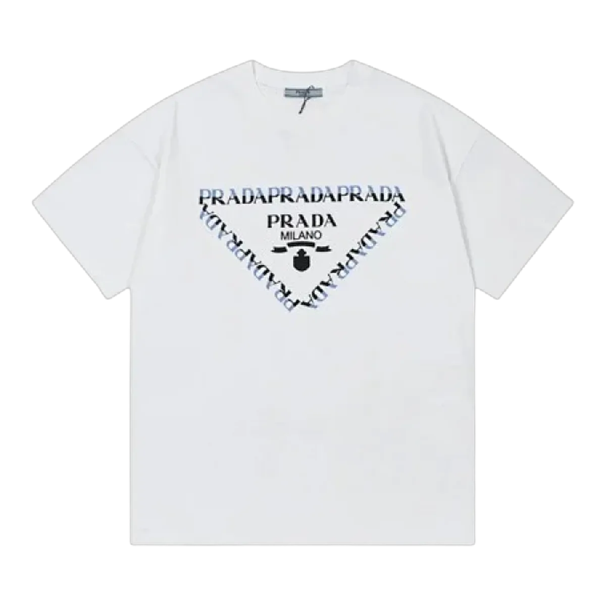 Prada White Triangle Logo T-Shirt