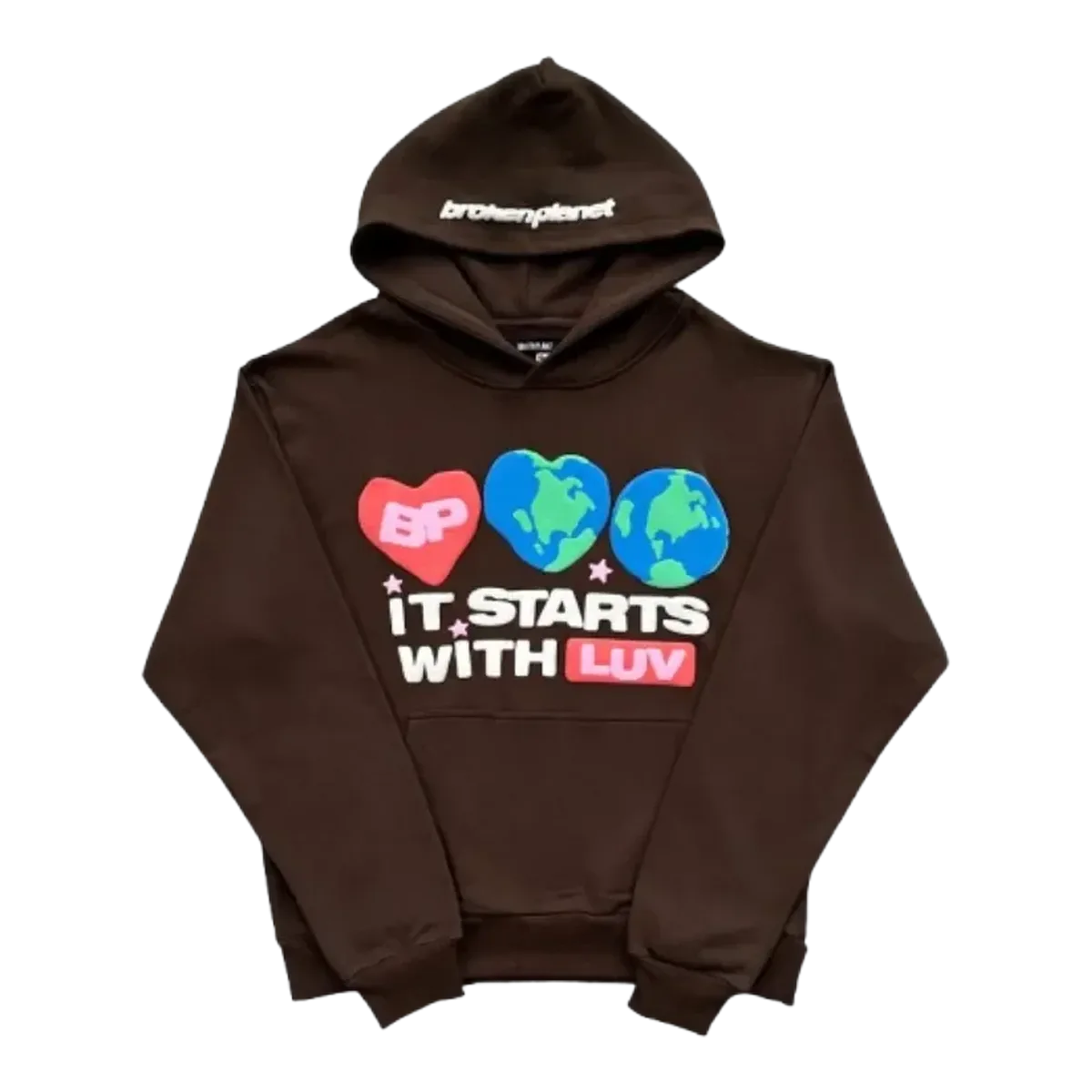 Broken Planet Brown Graphic Hoodie