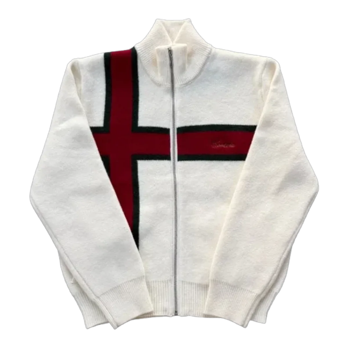 Corteiz White Cross Zip Sweater