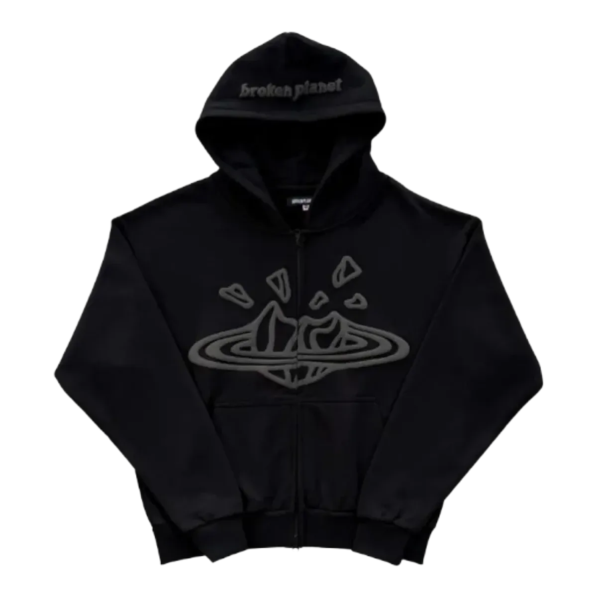 Broken Planet Zip Hoodie Black