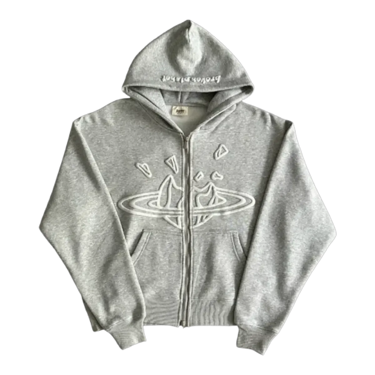 Broken Planet Zip Hoodie Grey