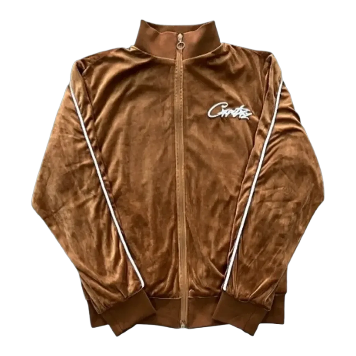 Corteiz Brown Velour Track Jacket
