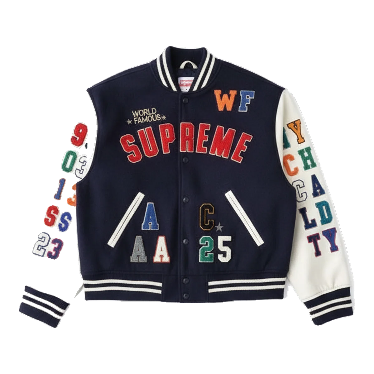 Supreme Navy Patch Varsity Jacket
