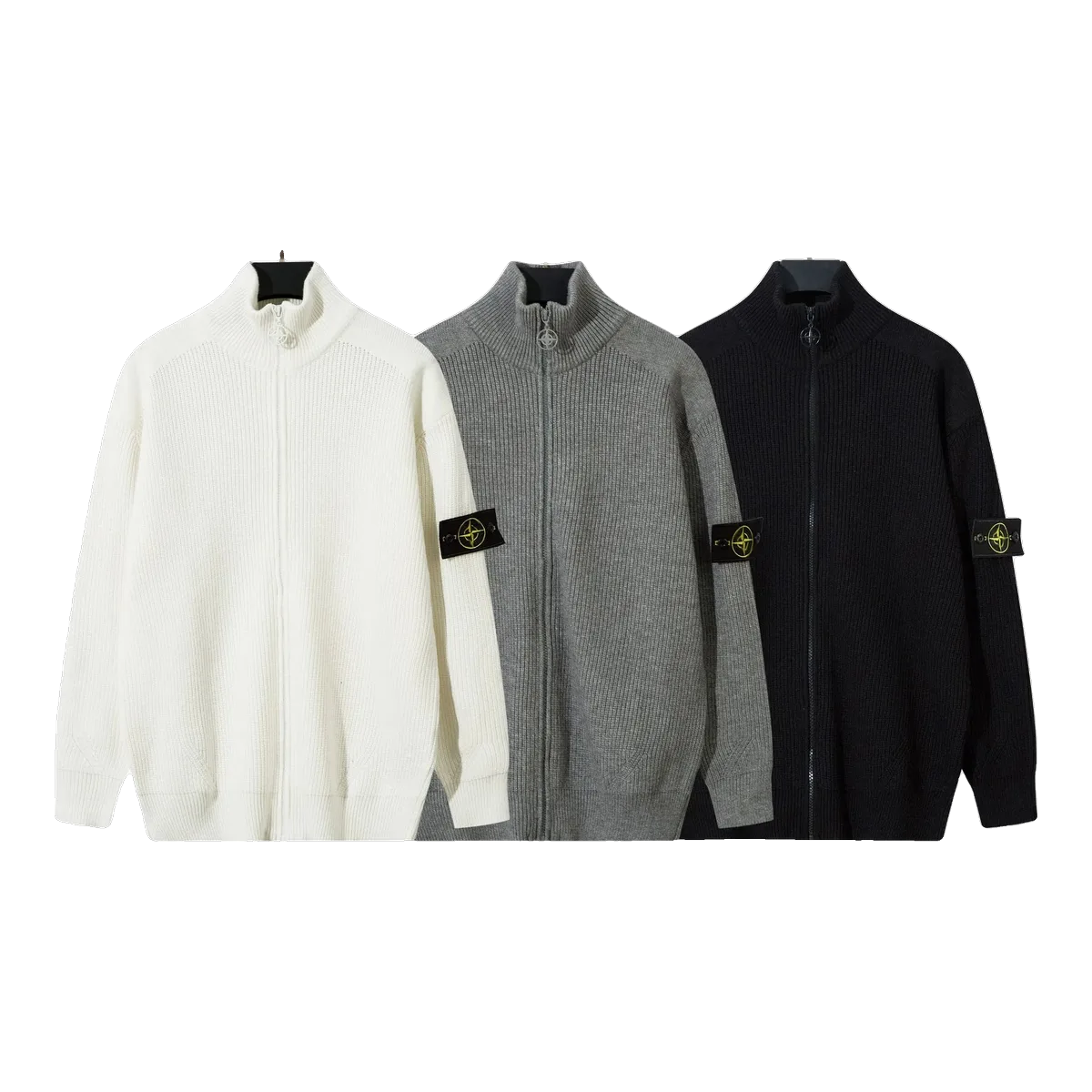 Stone Island Knit Zip Cardigan Cream