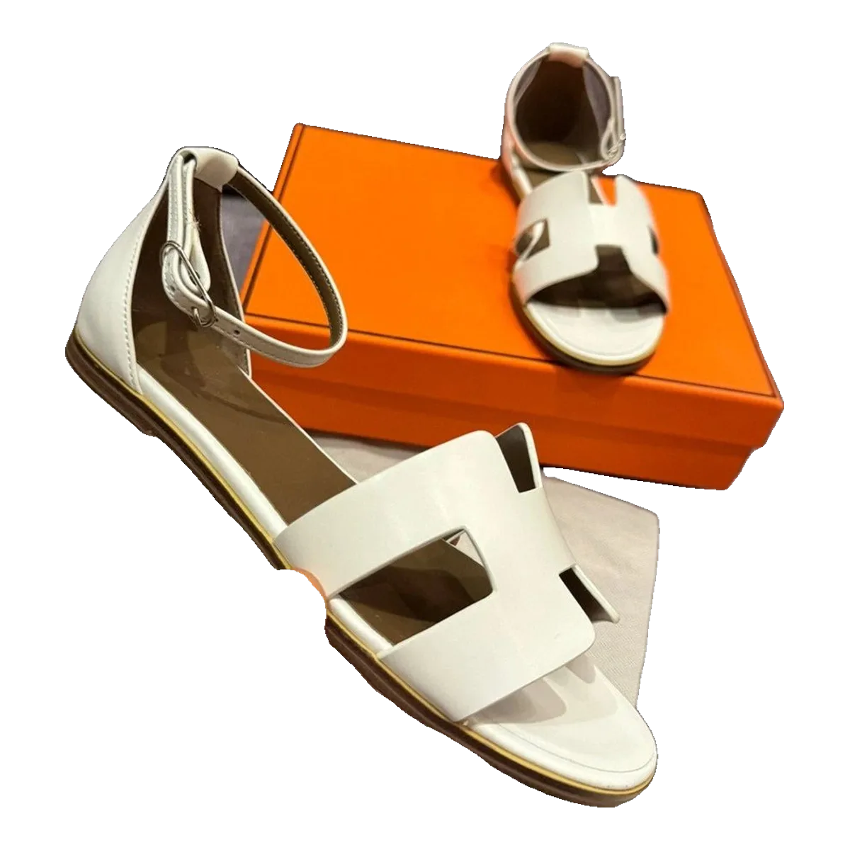 Hermès H Cutout Sandals White