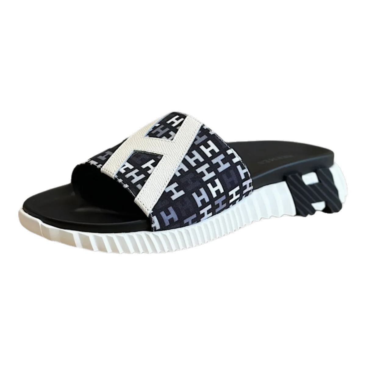 Hermes Black H Slides