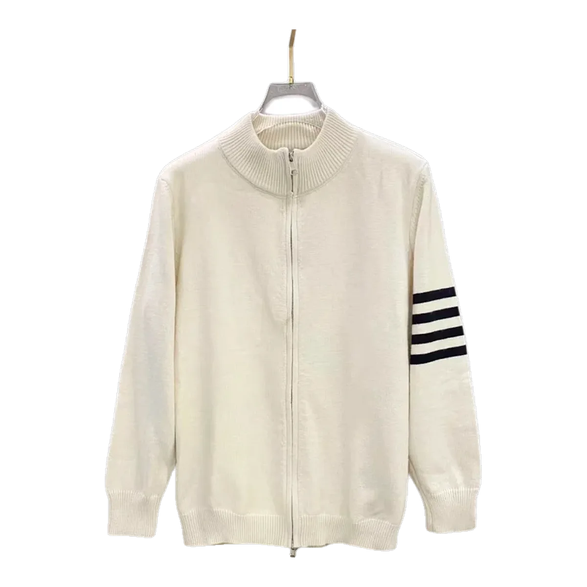 Thom Browne Cream Four-Bar Cardigan