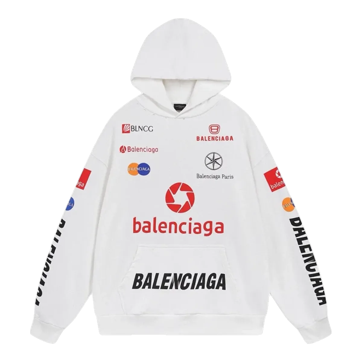 Balenciaga White Hoodie Print