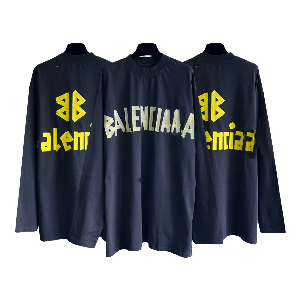 Balenciaga Navy Long-Sleeve Logo