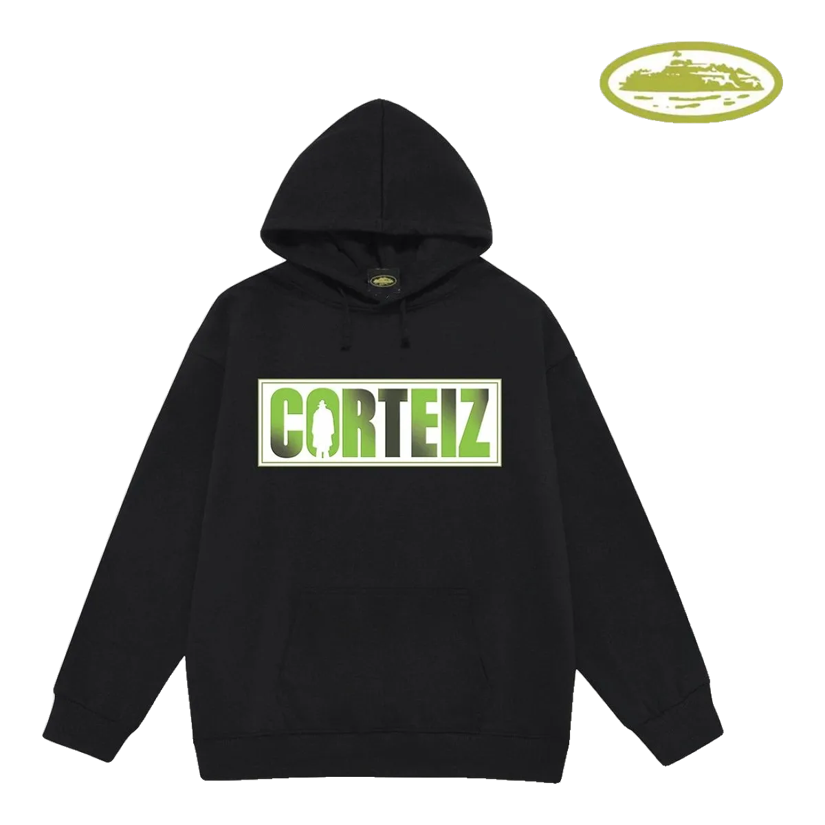 Corteiz Black Hoodie Green Logo