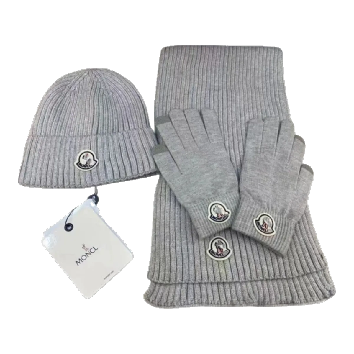 Moncler Grey Beanie Set