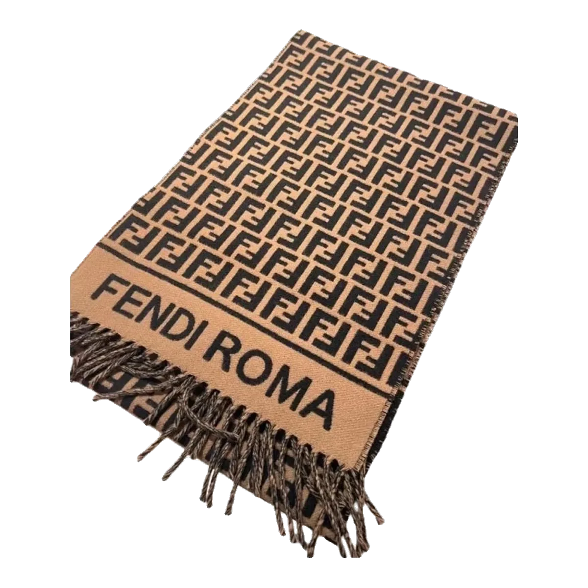 Fendi Tan Logo Scarf