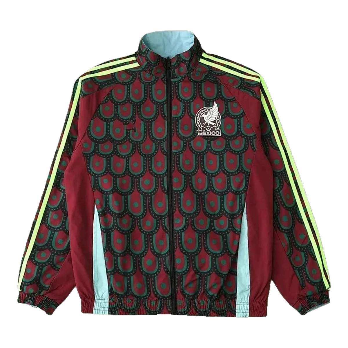 On Red Windbreaker