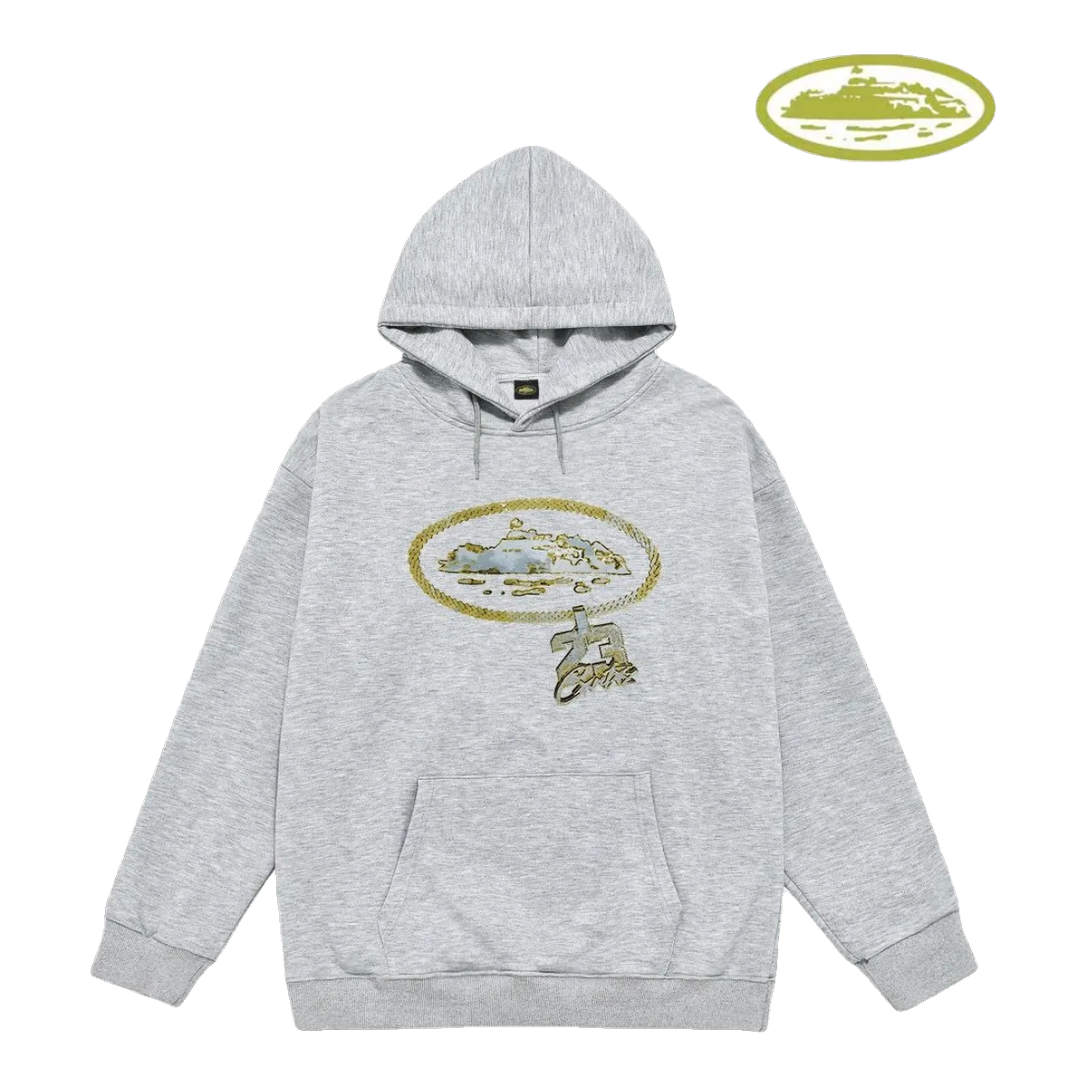Corteiz Grey Hoodie Alcatraz Logo