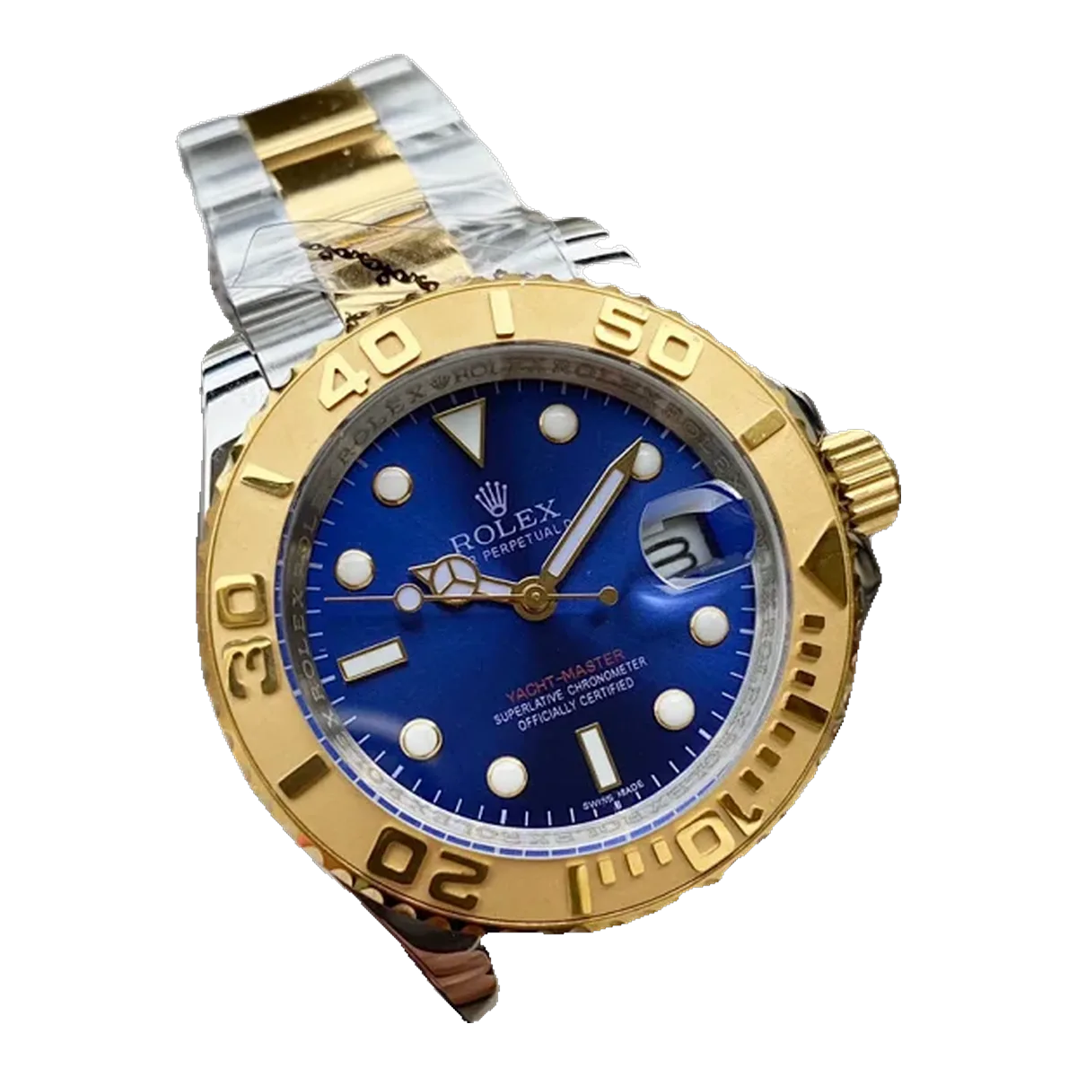 Rolex Watch Gold Blue Dial