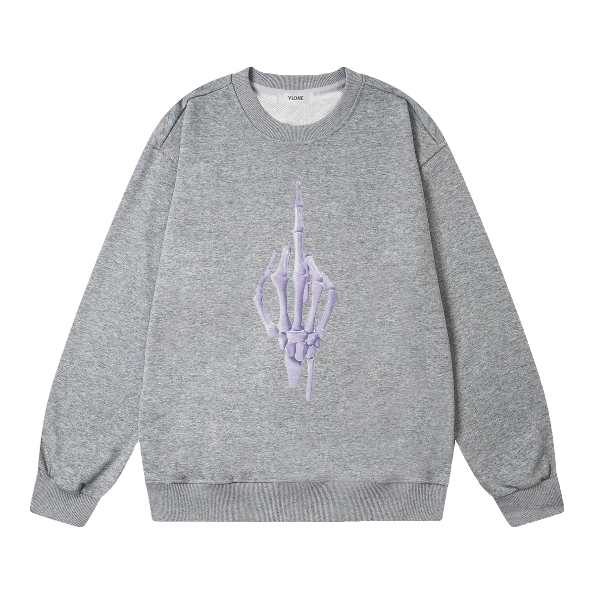 Vlone Grey Skeleton Hand Sweatshirt