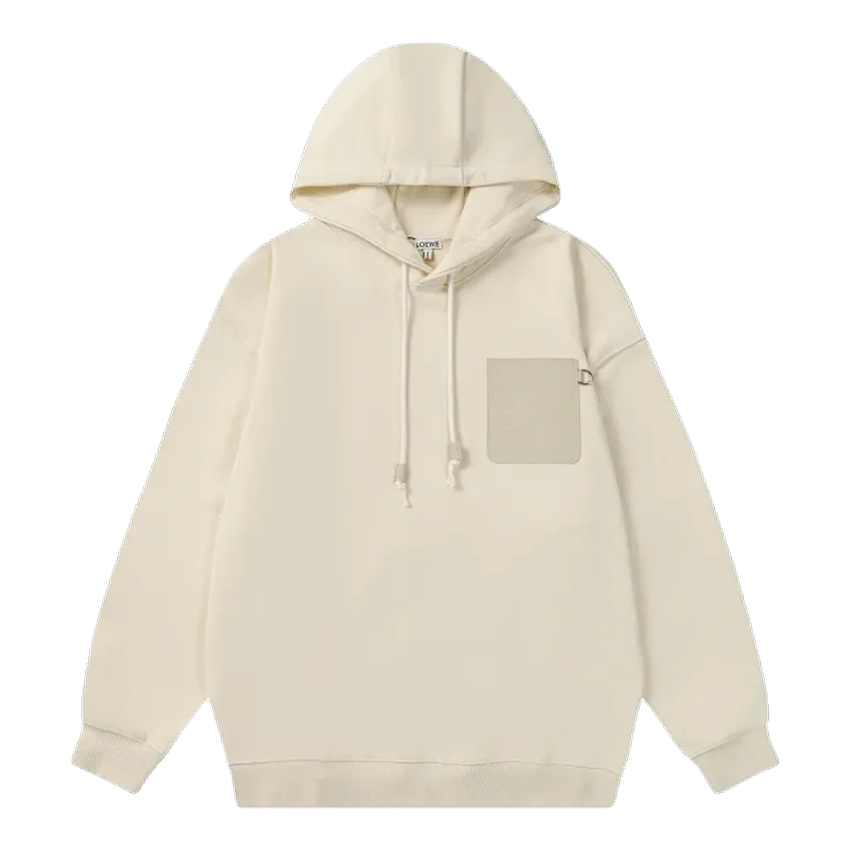 Loewe Cream Leather Patch Hoodie