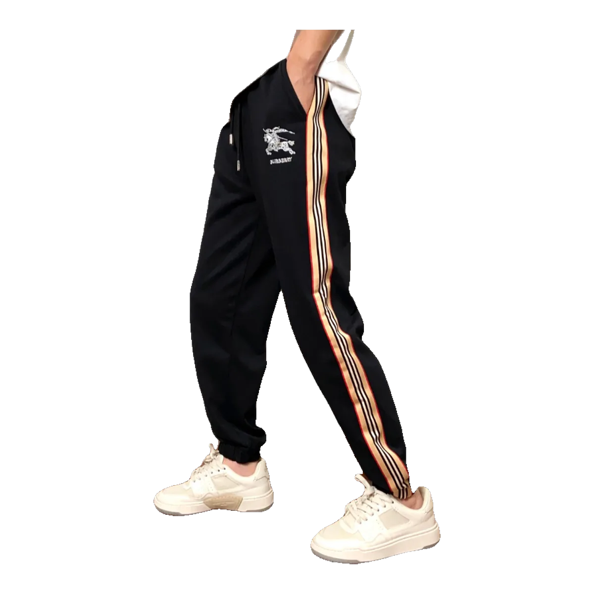 Burberry Black Check Stripe Joggers