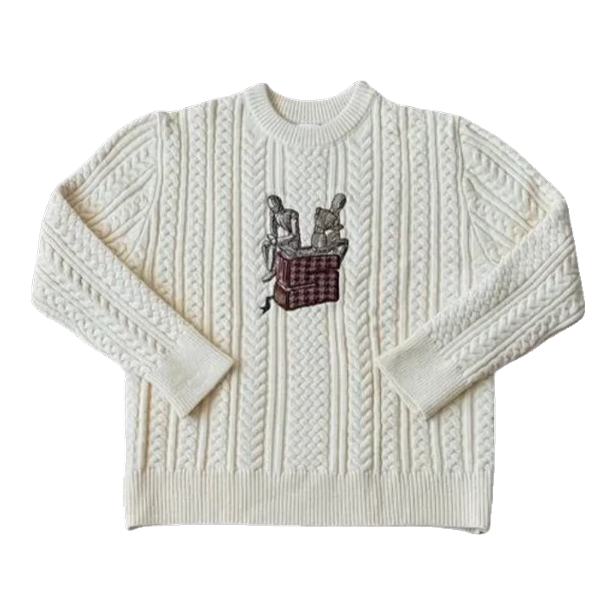 Derschutze Cream Cable-Knit Sweater