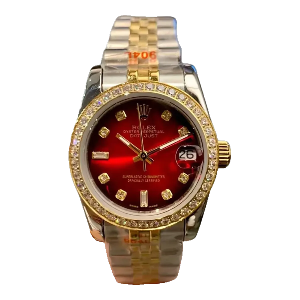 Rolex Watch Red Dial Gold