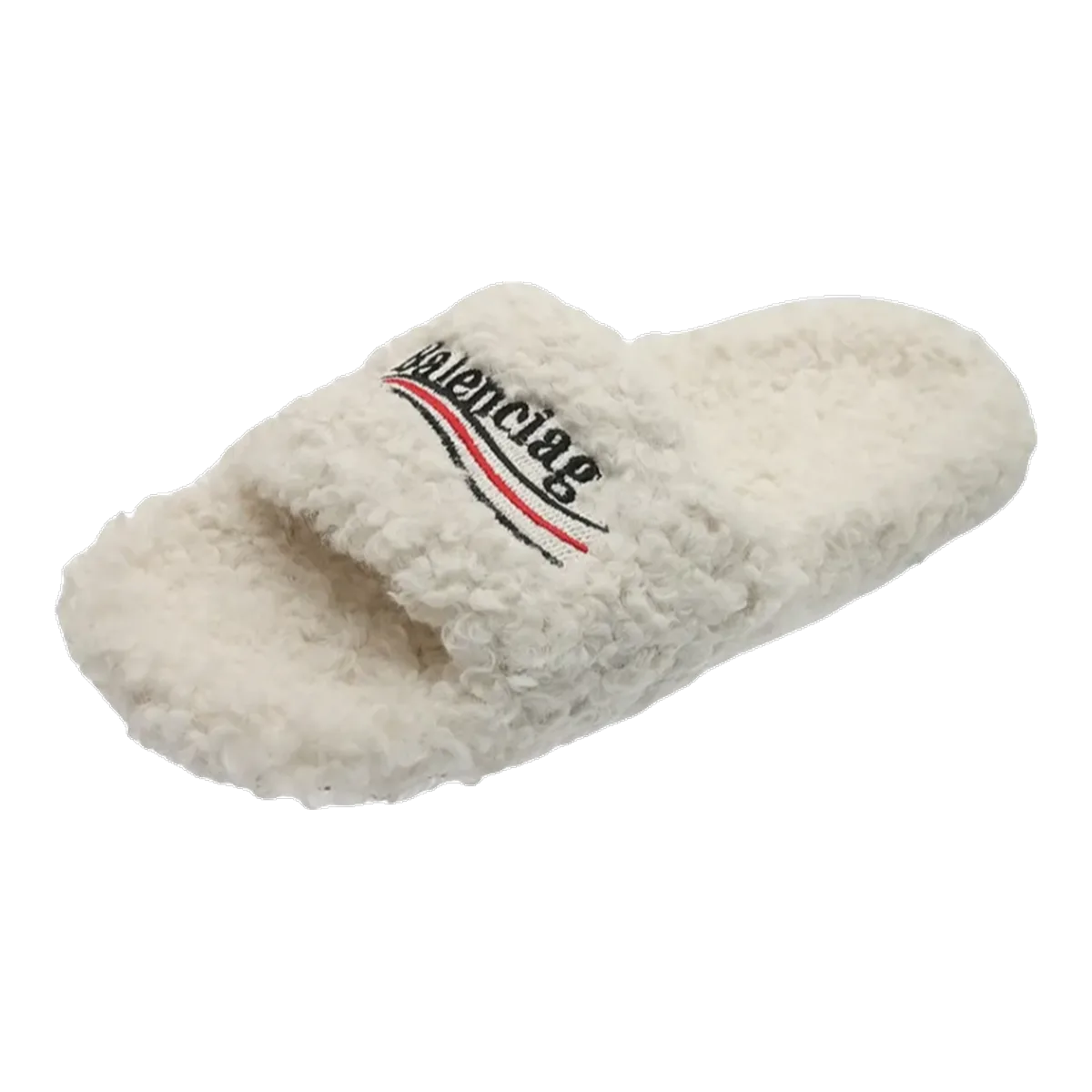 Balenciaga Cream Fur Slippers